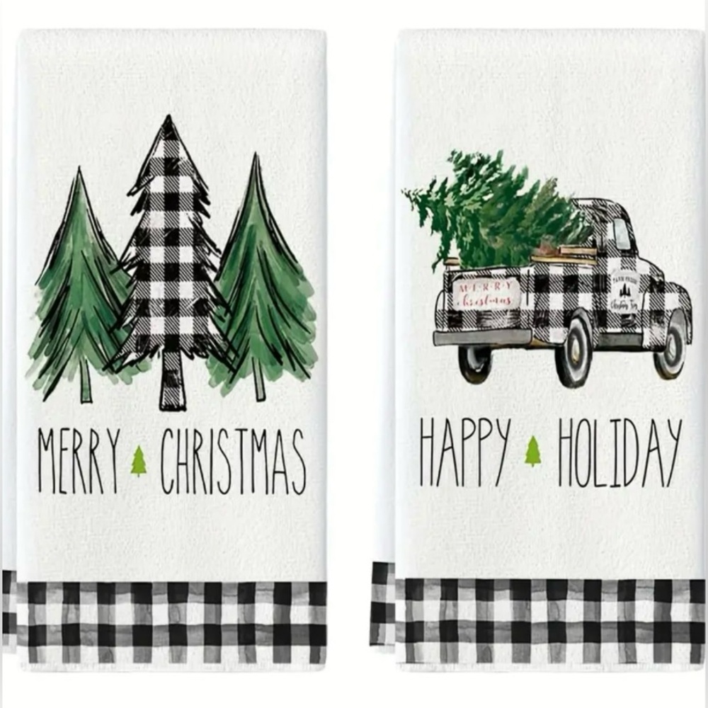 NEW Holiday Hand Towels, 2 Towels, microfiber, Christmas Decor, Home Decor